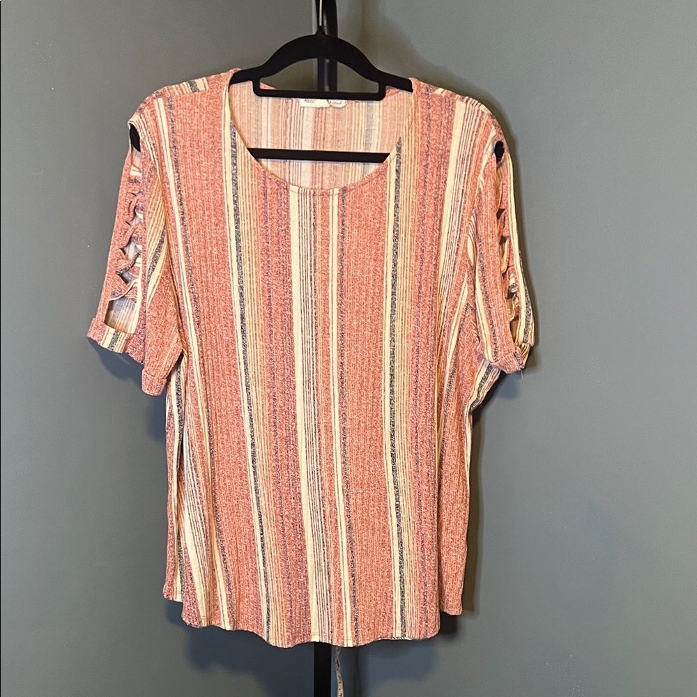 Striped Women's Blouse in Red and Cream